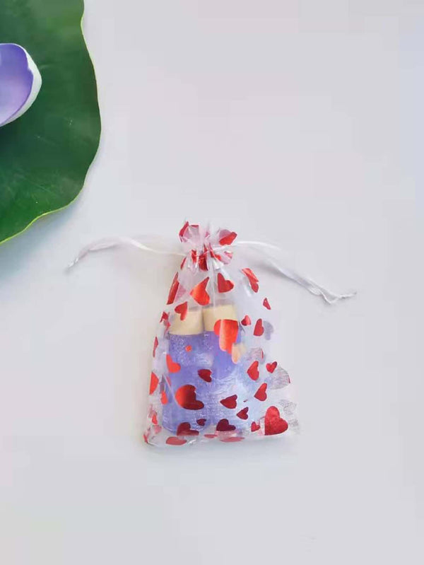 10pcs Heart Print Drawstring Storage Bag  Jewelry Bags Candy Gift Pouch - Ecart
