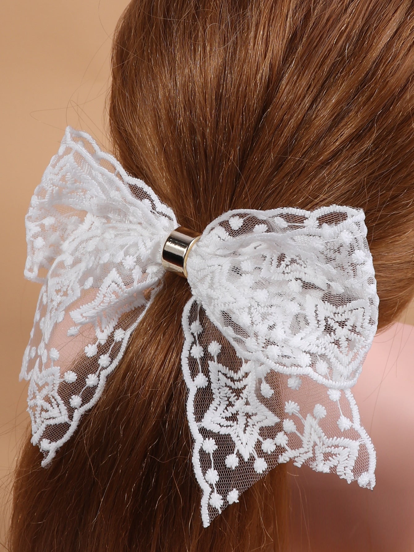 Lace Bow Decor Hair Tie Ponytail Holder Elastic Hair Bands Styling Hair