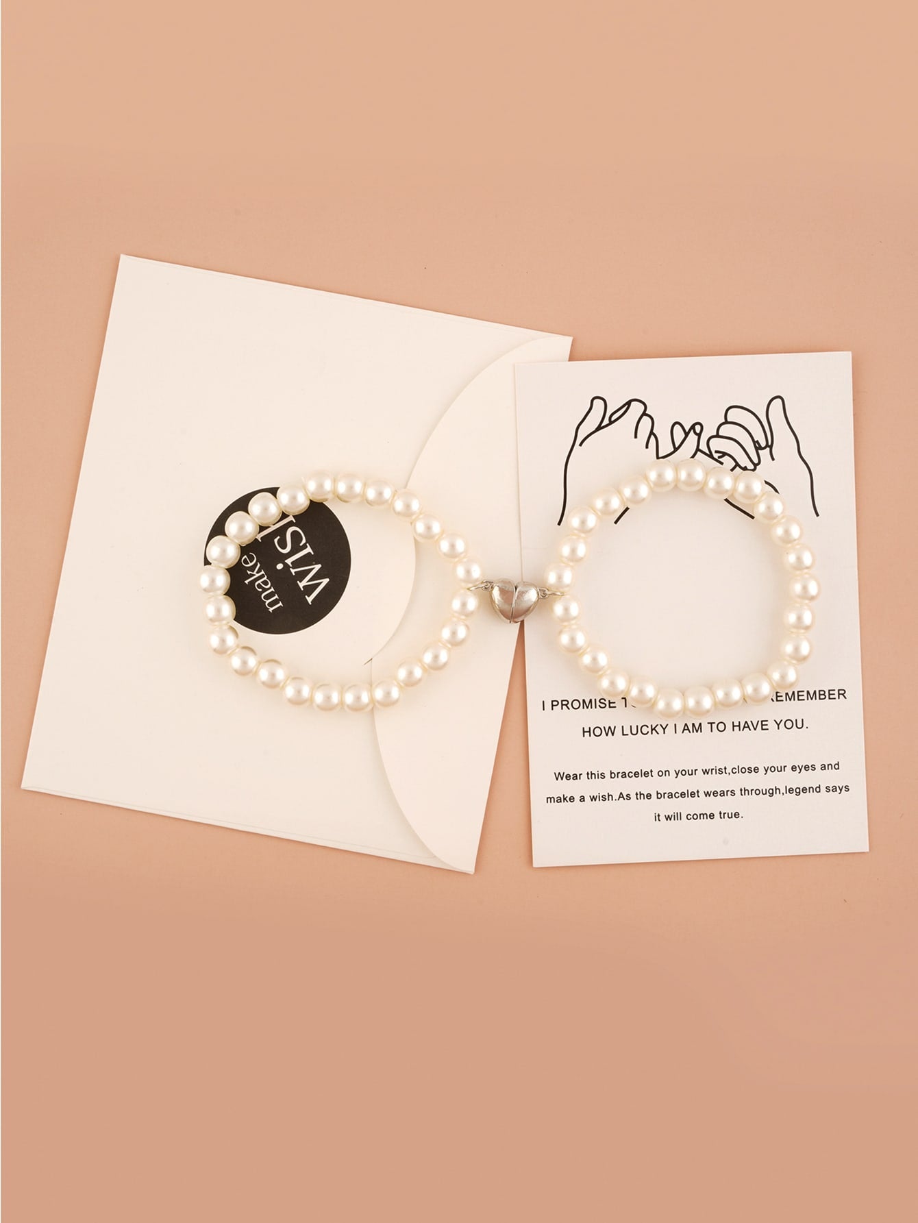 2pcs Faux Pearl Couple Bracelet Matching Bracelets Couple Gifts 