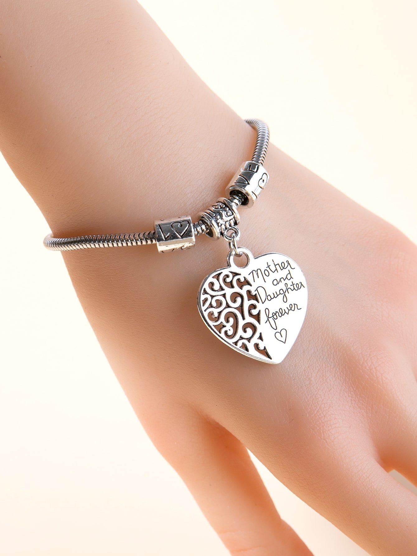 Mother and Daughter Heart Charm Bracelet for Women Girls Jewelry Fashion Accessories Accessory Gifts