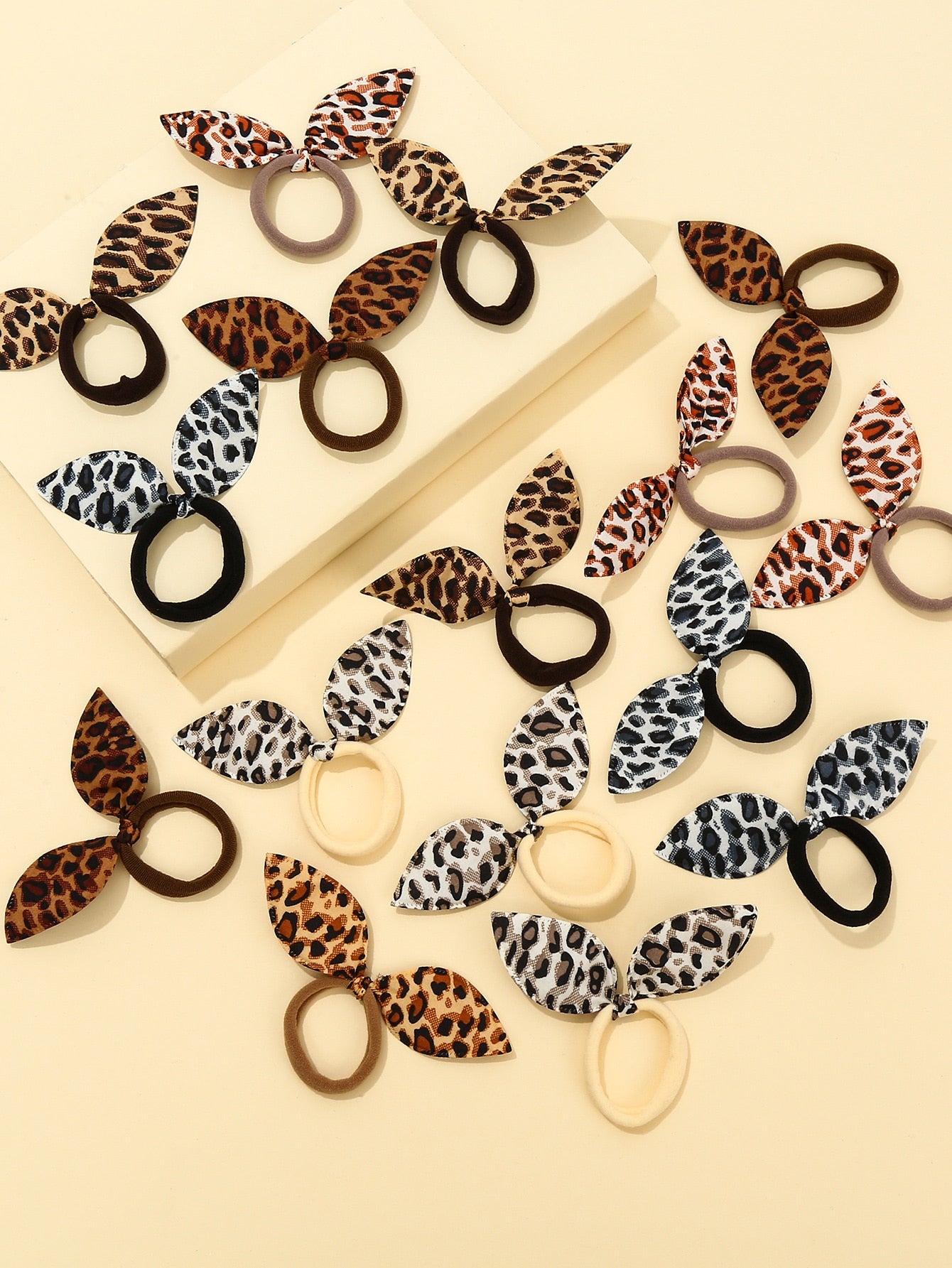 16pcs Leopard Print Hair Tie Ponytail Holder Elastic Hair Bands Styling Hair