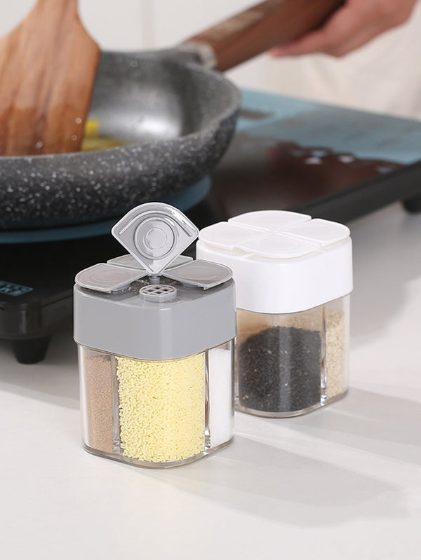 1pc Random Color Seasoning Box 4 Grids Seasoning Jar Clamshell Spices - Ecart