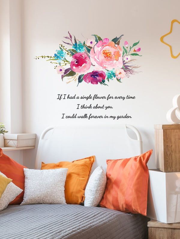 Flower & Slogan Graphic Wall Sticker Decal Removable Flowers Peel and Stick - Ecart