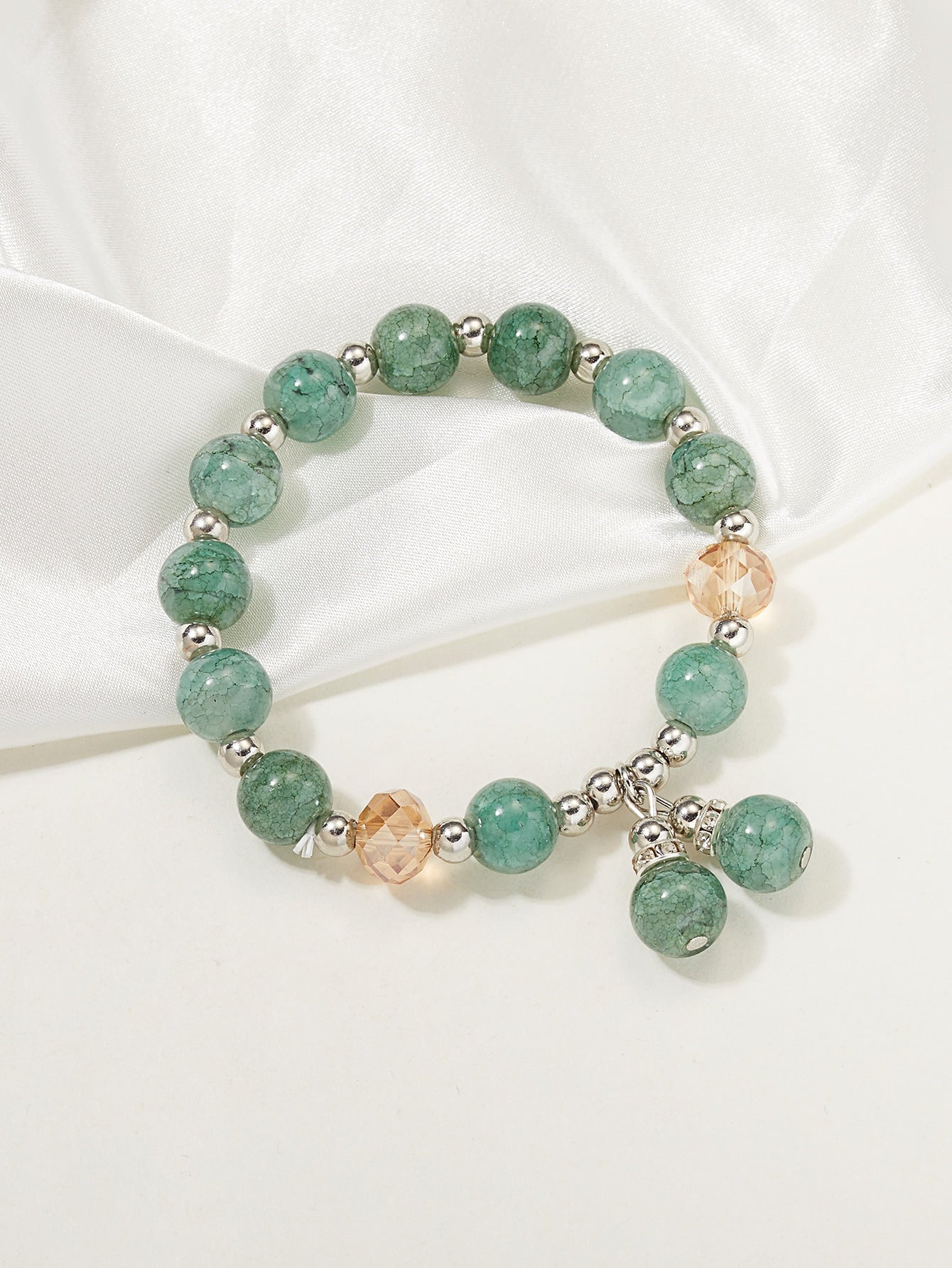 Earthy Green Stone Beaded Bracelet Stretch Bracelets for Women Jewelry Gift Fashion Accessories