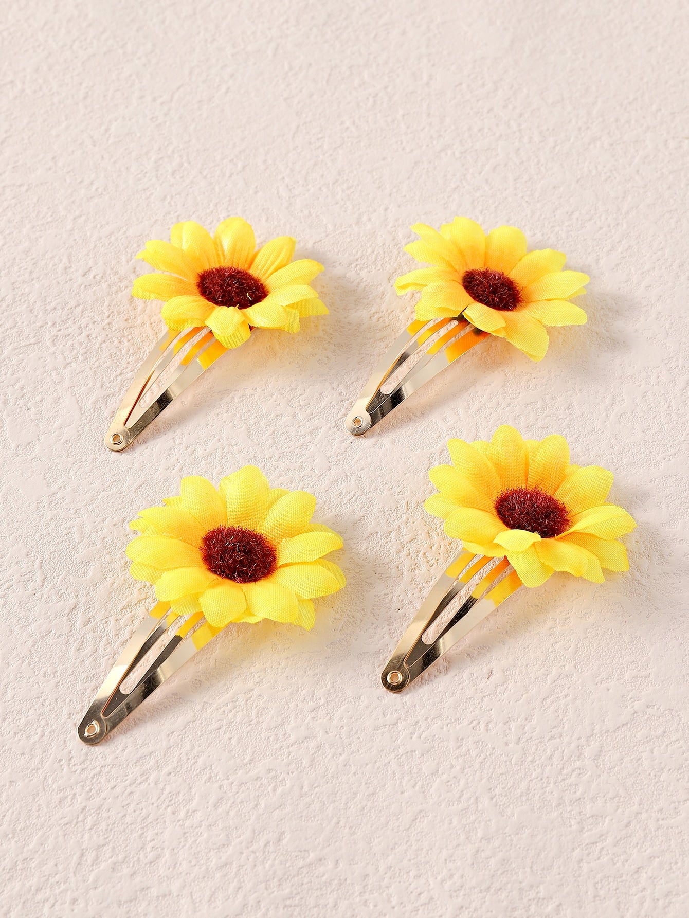 4pcs Sunflower Decor Hair Clip Barrettes for Women Fashion Styling Hair