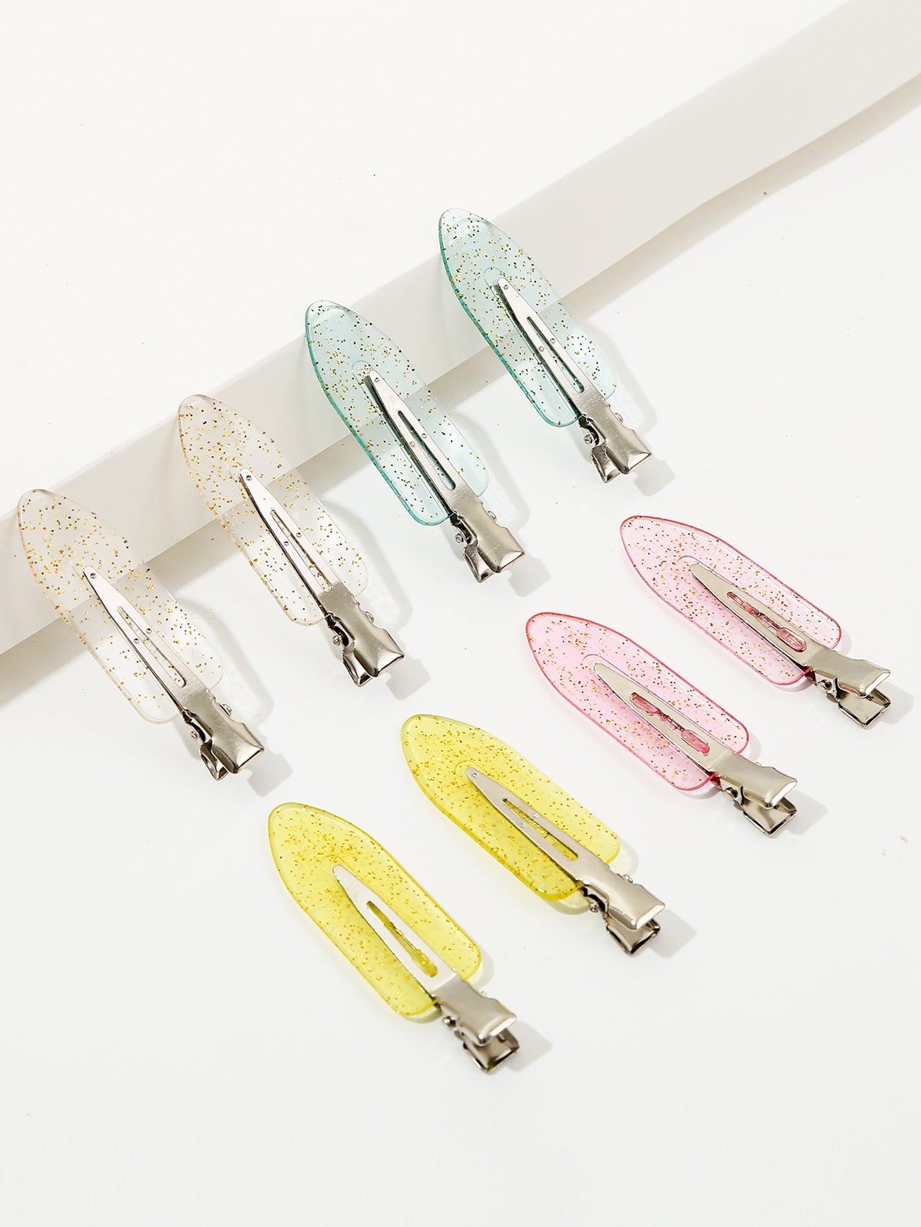 8pcs Glitter No Bend Hair Clip Barrettes for Women Fashion Styling Hair