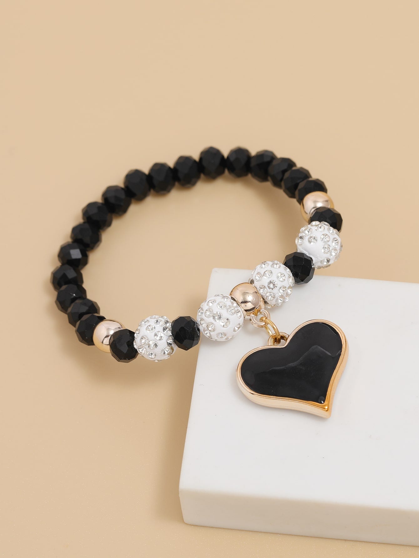 Heart Pendant Beaded Bracelet Stretch Bracelets for Women Jewelry Gift Fashion Accessories