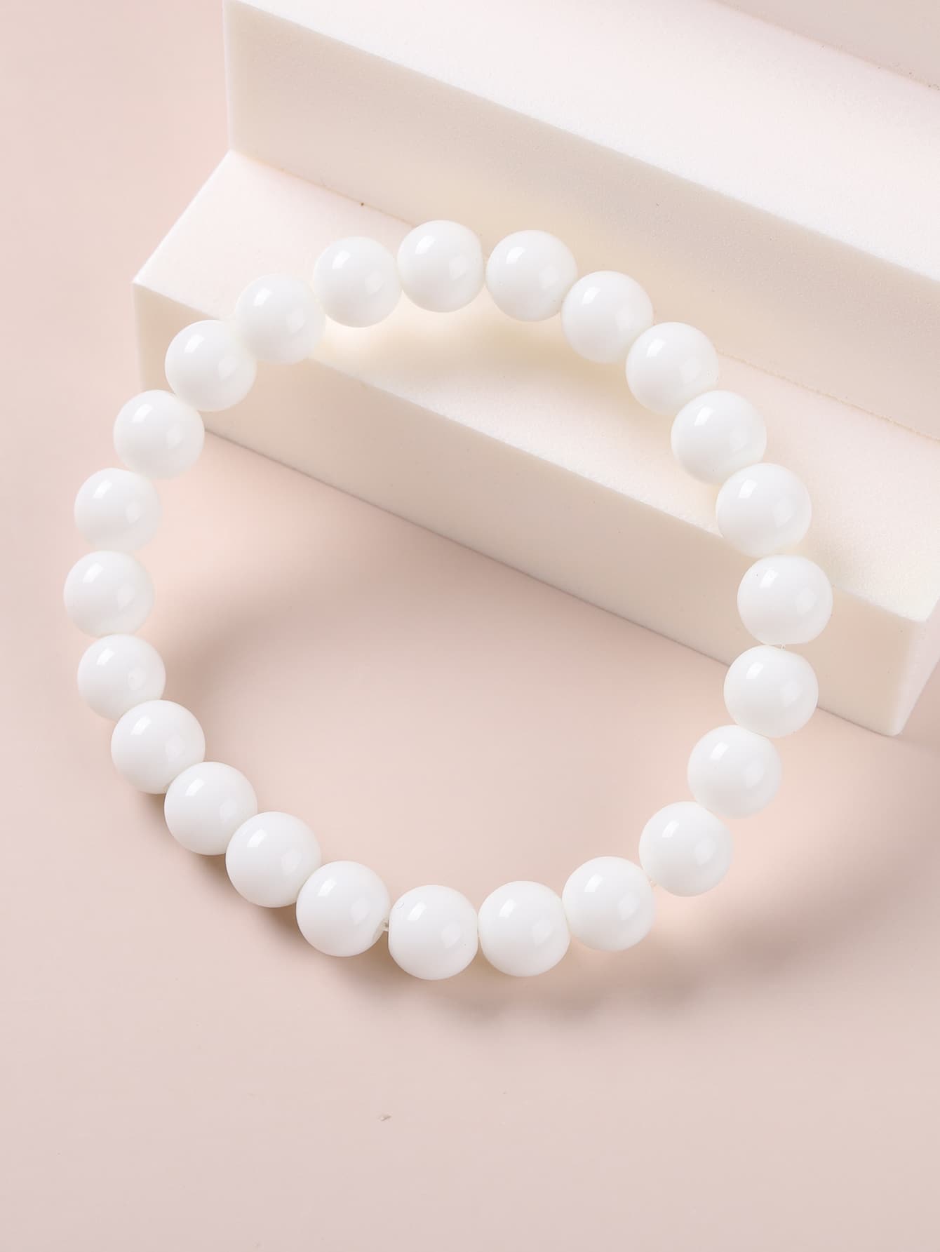 1pc White Beaded Bracelet Stretch Bracelets for Women Jewelry Gift Fashion Accessories