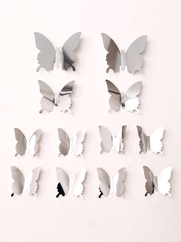 12pcs Mirror Surface Butterfly Sticker Butterfly Decorations Stickers 3D - Ecart