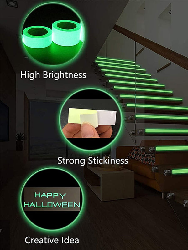 1roll Glow-In-The-Dark Non-slip Tape Luminous Tape Self-adhesive Green Home - Ecart