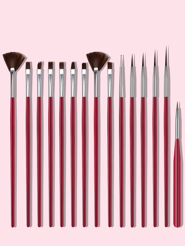 15pcs Nail Art Brush Set Nail Art Acrylic Brush Set Painting Pen Art Salon Brush - Ecart