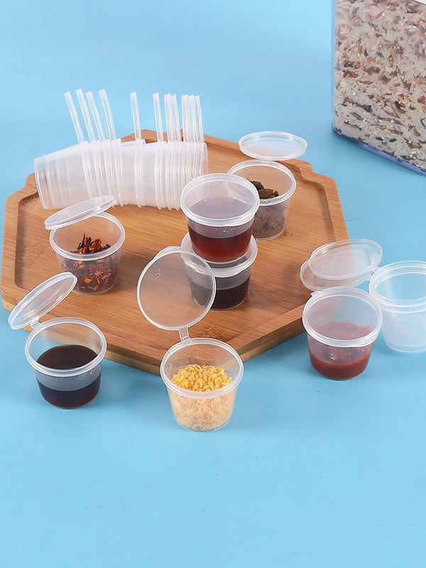 20pcs Clear Disposable Sauce Cup  Plastic Takeaway Sauce Containers Food - Ecart