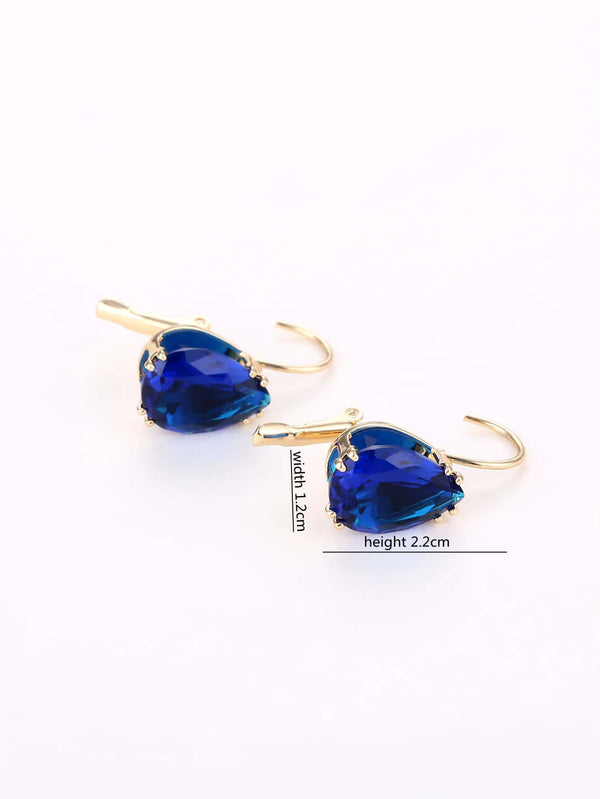 Water-drop Rhinestone Decor Earrings for Women Girls Ear Studs Jewelry Gift - Ecart