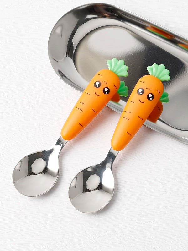 1pc Carrot Design Spoon Cute Cartoon Carrot Cutlery Food Material Kid - Ecart