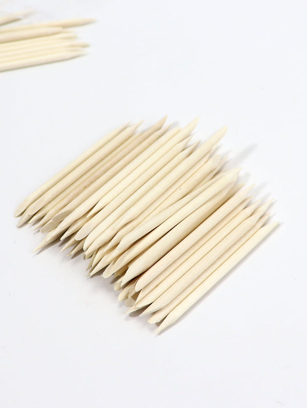 100pcs Wooden Nail Push Orange stick cuticle pusher wood nail art - Ecart