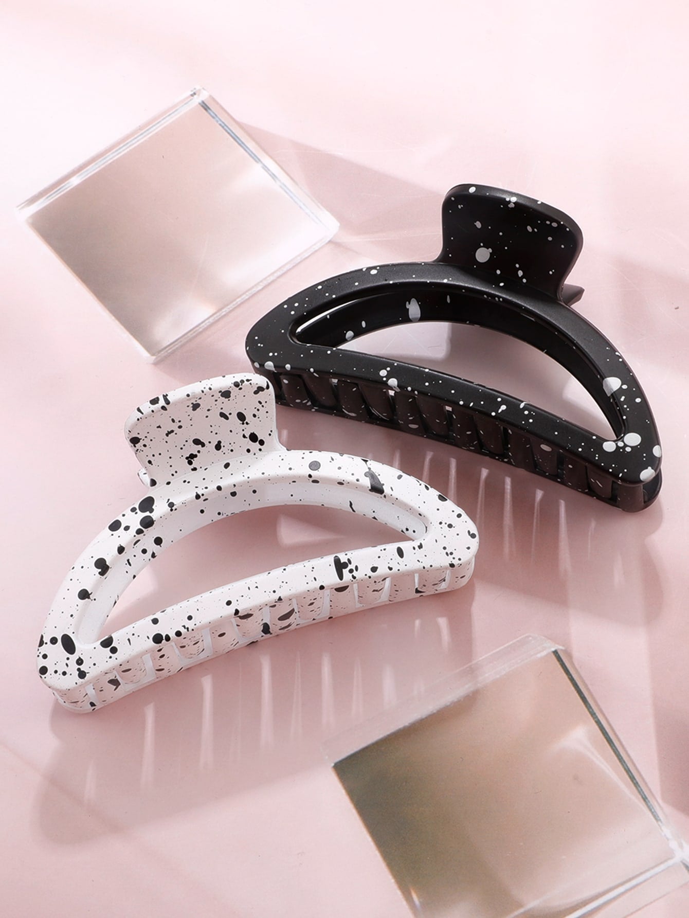 2pcs Splash Ink Print Hair Claw Hair Clamps Claw Clips Decorative Hair Accessory