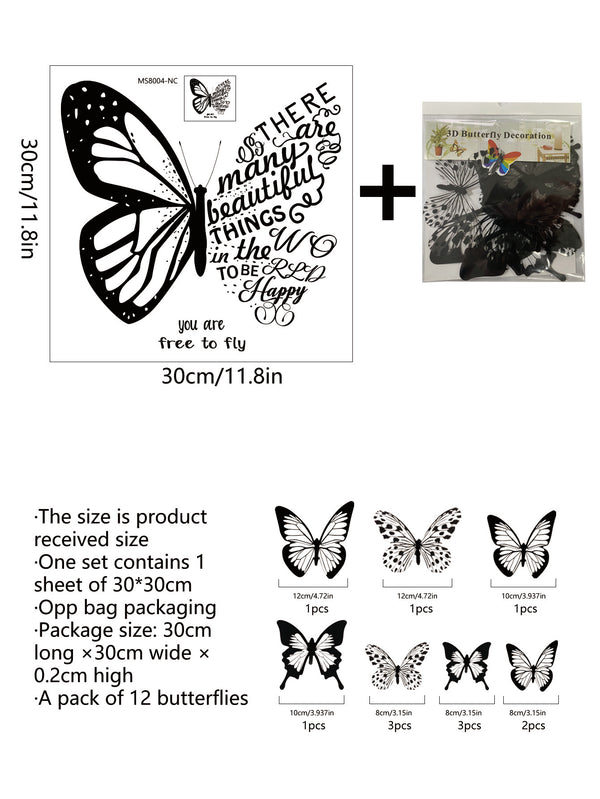 12pcs 3D Butterfly Sticker Removable Butterfly Wall Decor Adhesive Decal - Ecart