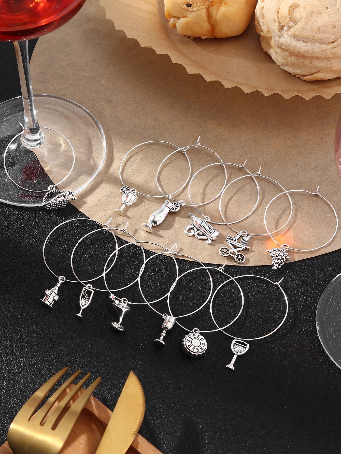 12 pcs Wine Charms Drink Tags for Party Martini Glass Markers