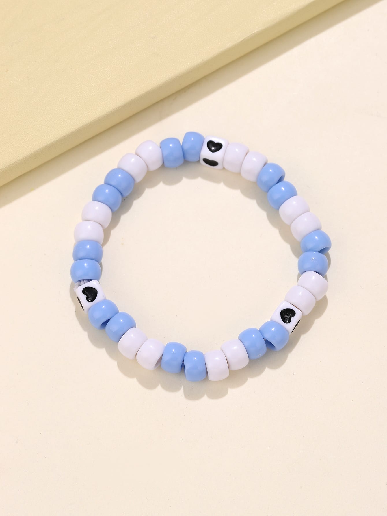 Blue White Heart Detail Beaded Bracelet for Women Girls Gifts for Her Jewelry Accessories Fashion Ac