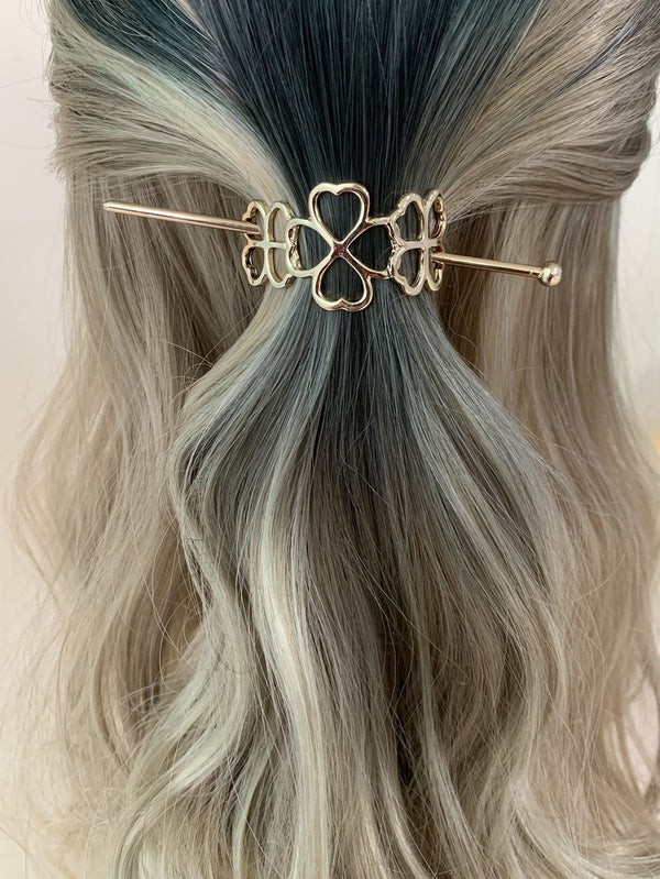 Clover Decor Hair Slide With Stick Hair Stick Hairpin Fashion Headwear for Women - Ecart