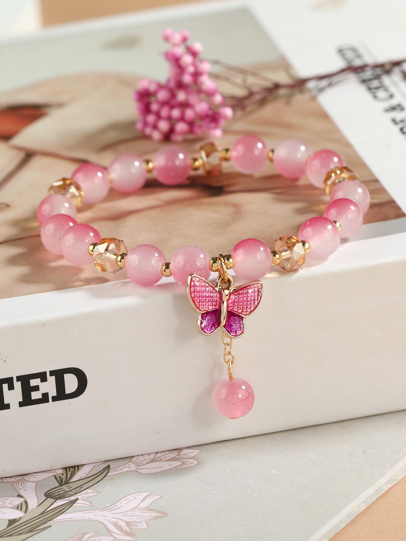 Butterfly Charm Beaded Bracelet for Women Girls Gifts for Her Jewelry Accessories Fashion Accessory