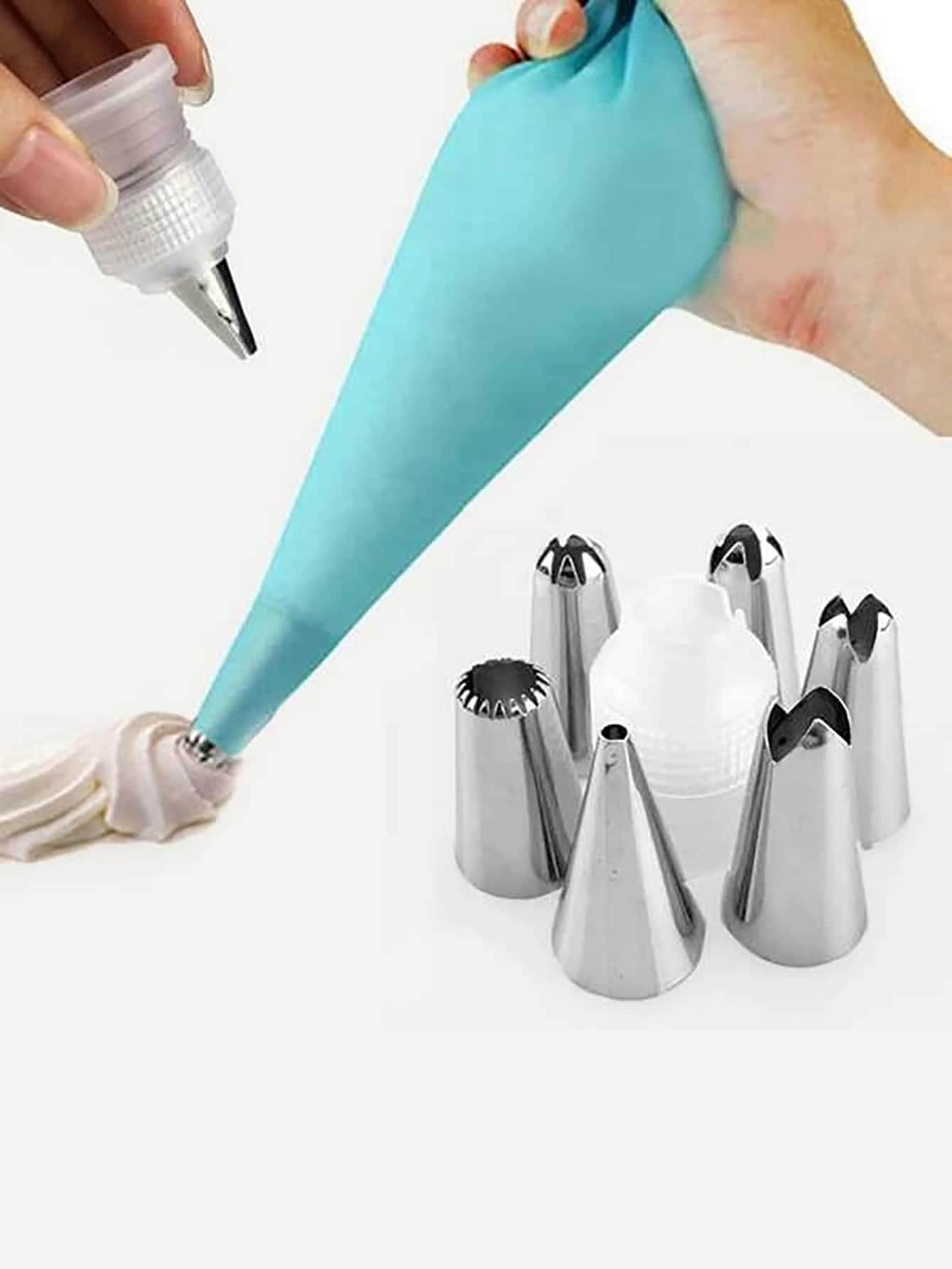 6pcs Piping Tip & 1pc Piping Bag Cake Decorating Supplies Ki