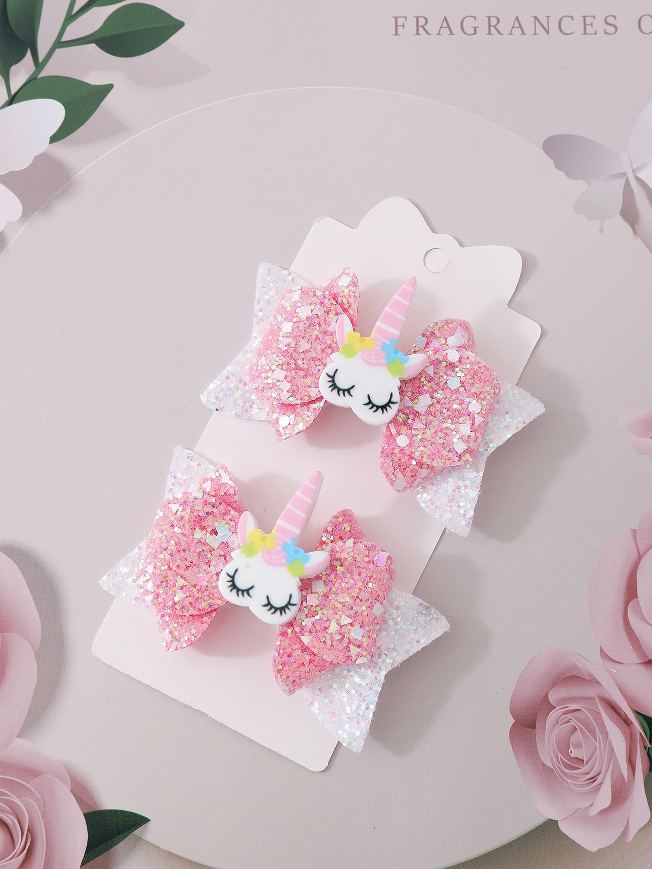 2pcs Unicorn & Bow Decor Hair Clip Barrettes for Women Fashion Styling Hair