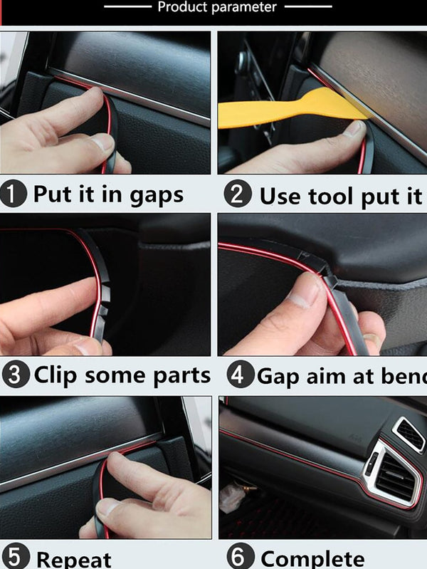 5M Car Trim Strip Interior Gap Door Edge Moulding Trim Strip Line for Car - Ecart