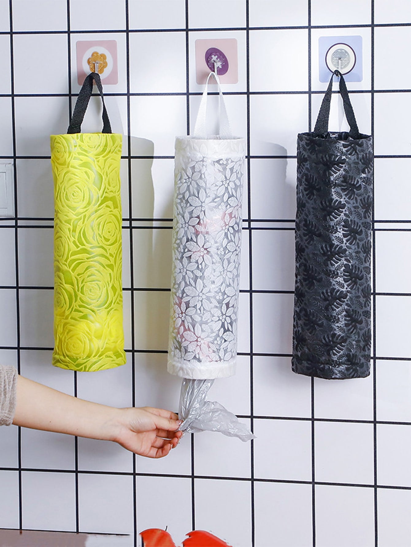 1pc Flower Pattern Random Hanging Storage Bag Grocery Bag Holder Shopping Bag