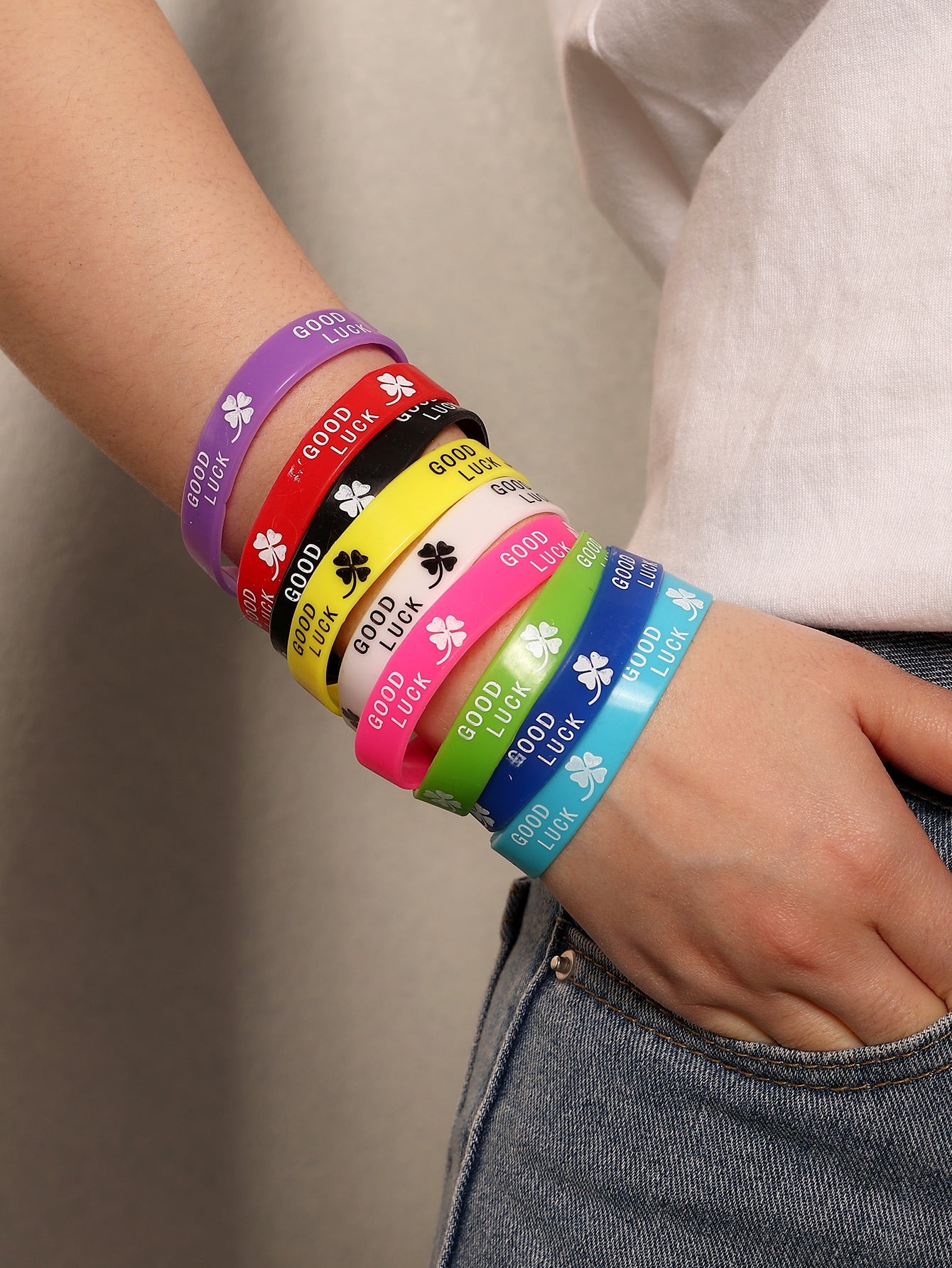 9pcs Random Color Slogan Graphic Bracelet for Women Girls Jewelry Fashion Accessories Accessory Gift