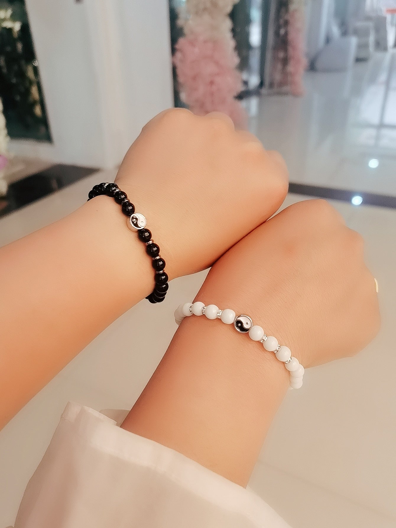 2pcs Couple Yin & Yang Decor Beaded Bracelet Matching Bracelets Couple Gifts Best Friend Bracele