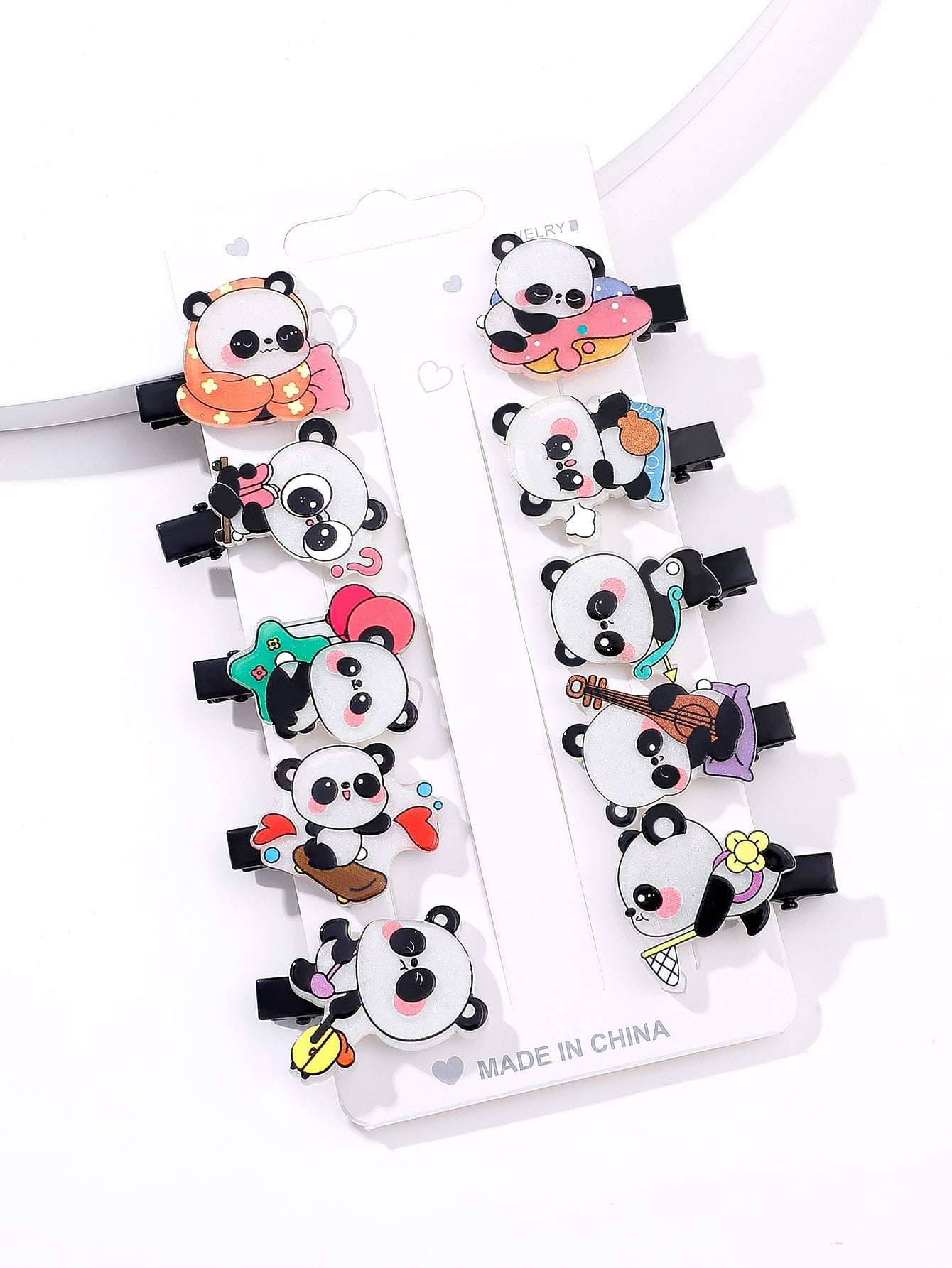 10pcs Cartoon Panda Decor Hair Clip Barrettes for Women Fashion Styling Hair