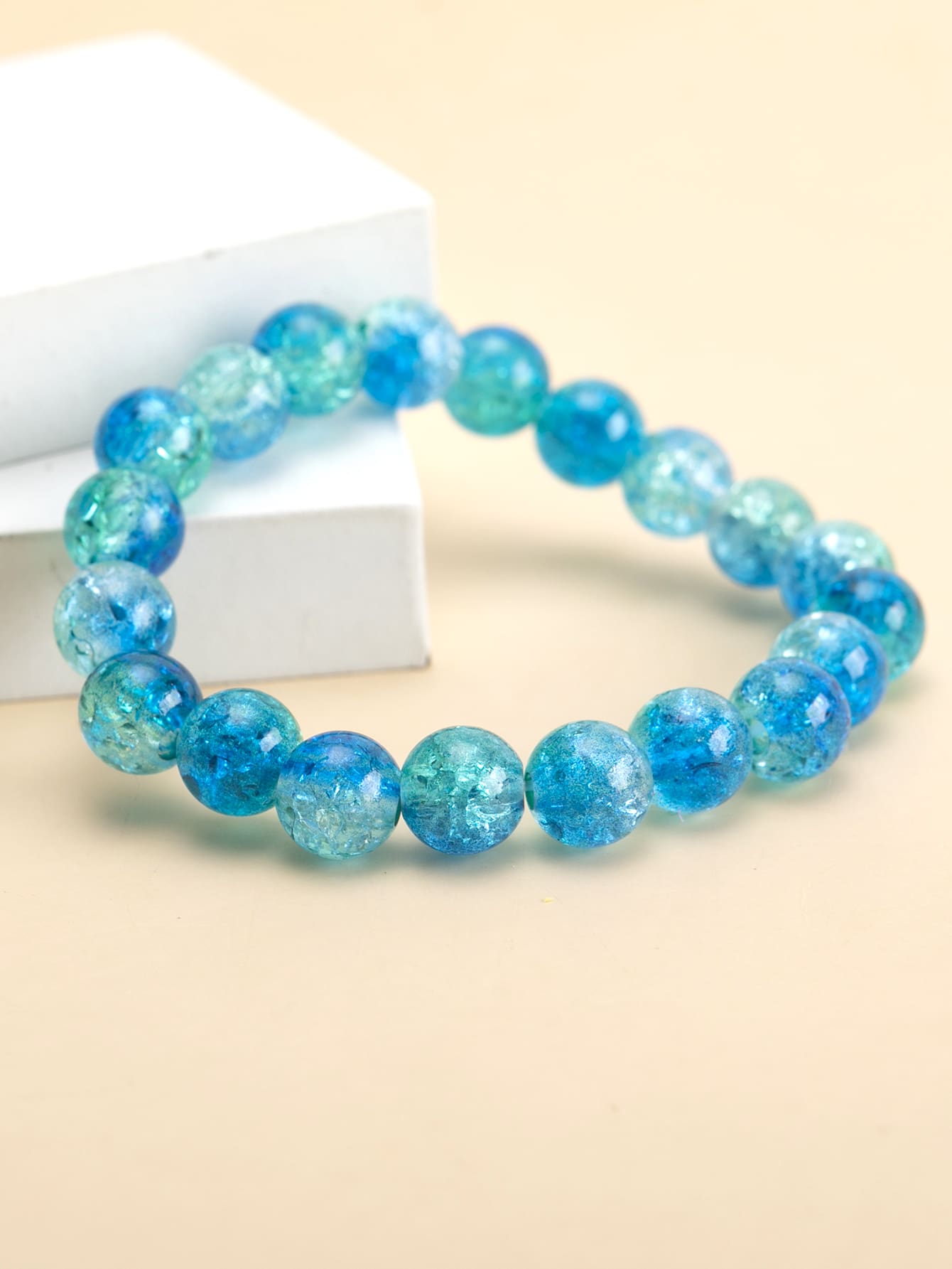 Aqua Blue Beaded Bracelet Stretch Bracelets for Women Jewelry Gift Fashion Accessories