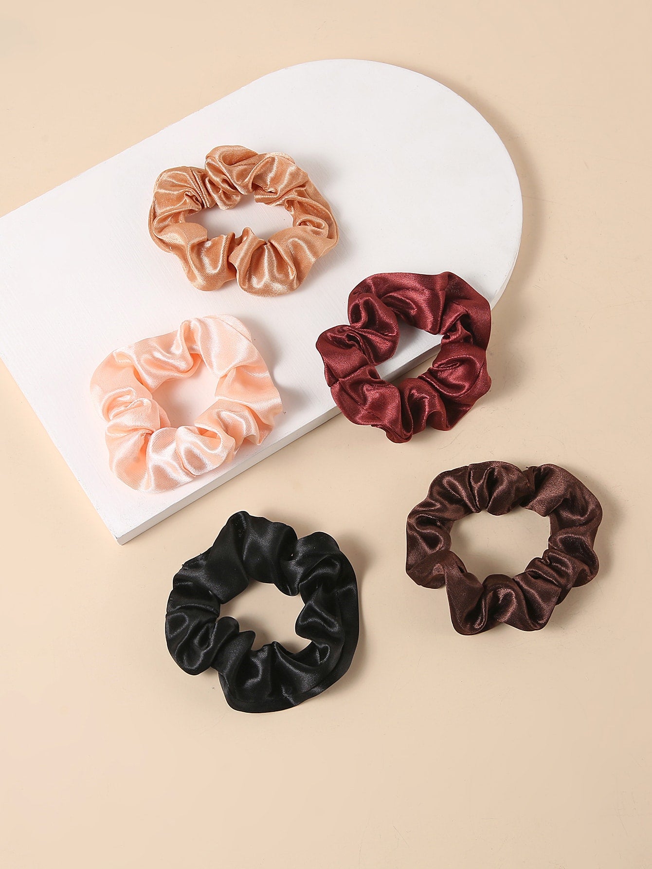 5pcs Plain Silky Scrunchie Ponytail Holder Hair Scrunchy Hair Styling