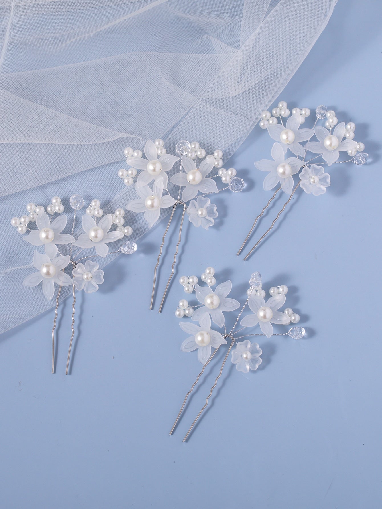 4pcs Faux Pearl Flower Decor Wedding Hair Pin Bridal Hair Pins Hair Piece Hair