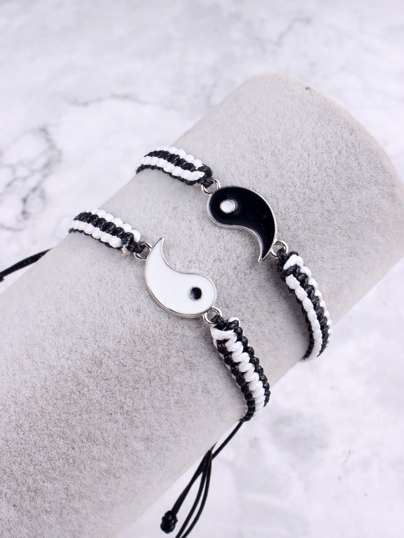 2pcs Men Yin & Yang Decor Braided Bracelet Matching Bracelets Couple Gifts Best Friend Bracelets