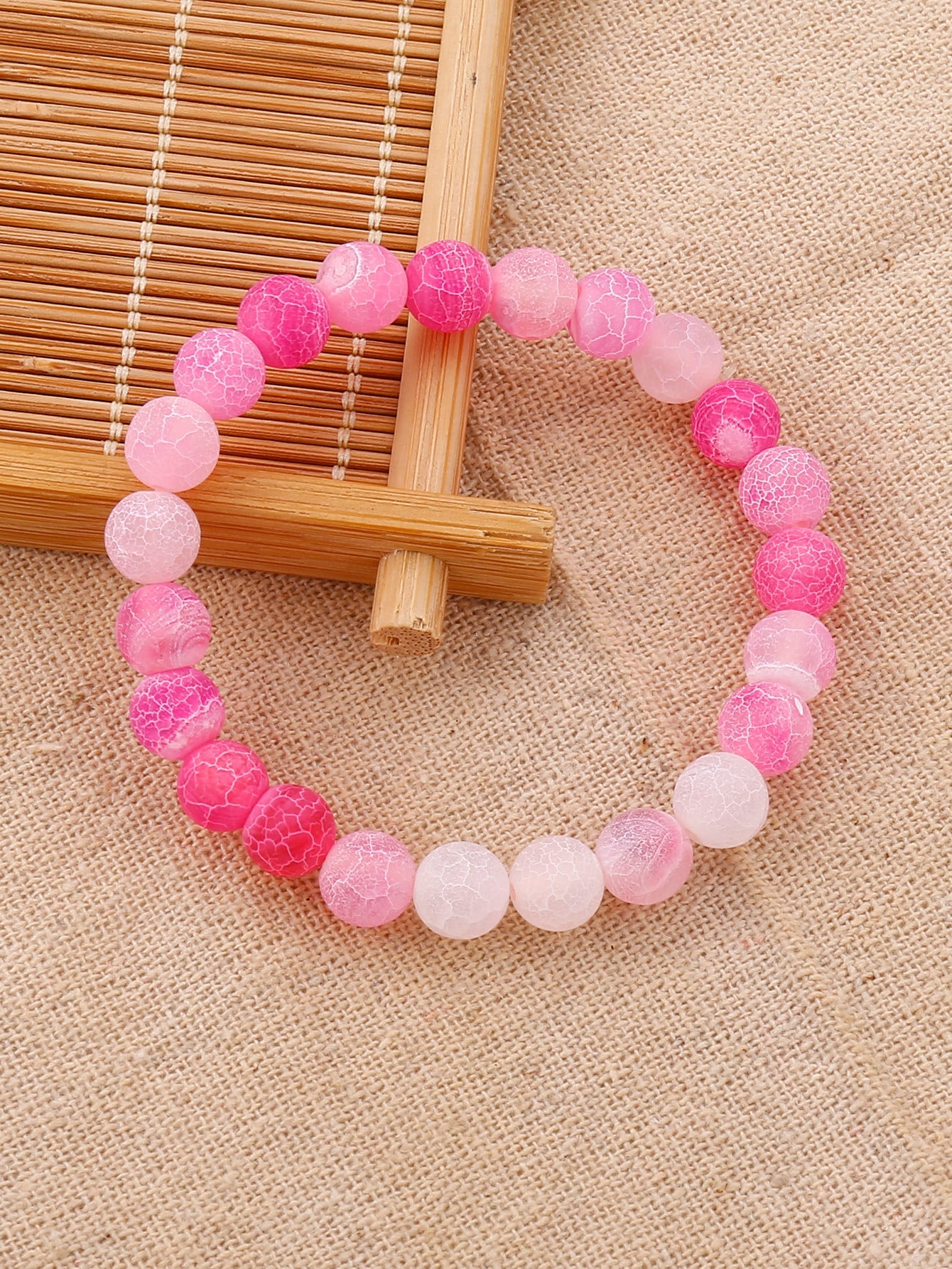 Pink Minimalist Beaded Bracelet Stretch Bracelets for Women Jewe