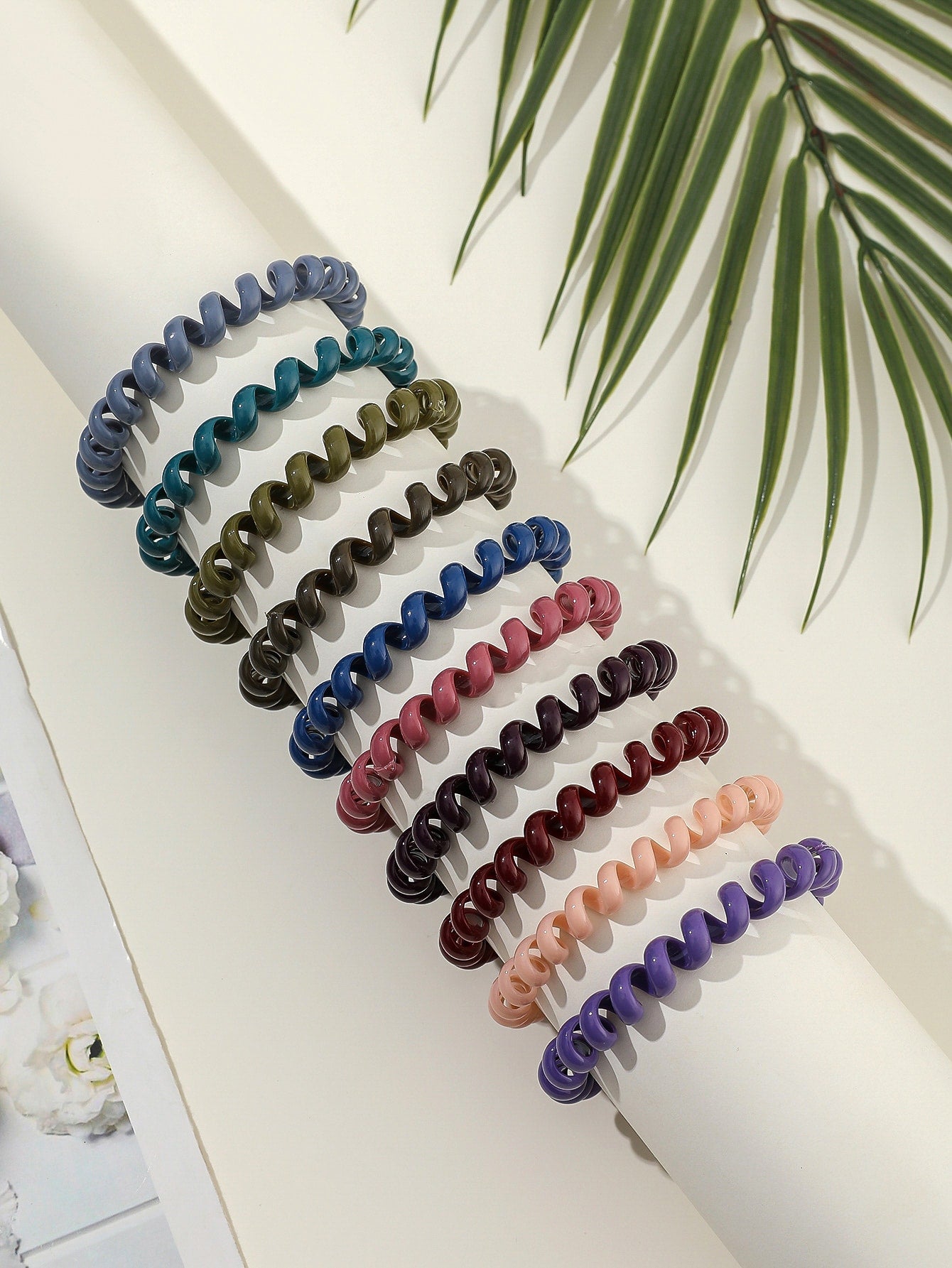 10pcs Solid Coil Wire Hair Tie Ponytail Holder Elastic Hair Bands Styling Hair