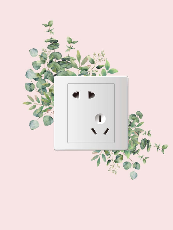 1pc Leaf Print Switch Outlet Wall Sticker Removable DIY Wall Art Decor Decals - Ecart