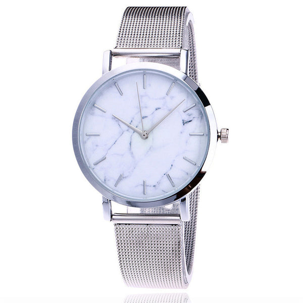 Vansvar fashion brand silver and gold mesh band creative marble wristwatch casual women quartz watches gift relogio feminino - Ecart