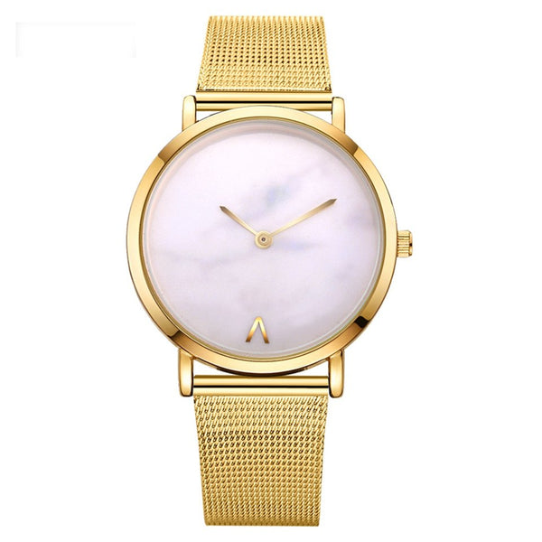 Vansvar fashion brand silver and gold mesh band creative marble wristwatch casual women quartz watches gift relogio feminino - Ecart