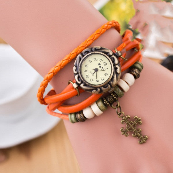 Female bracelet cross watch