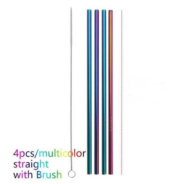 Colourful Reusable Stainless Steel Straws - Ecart