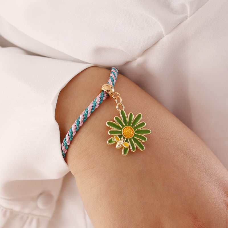 Small Daisy Bee Multicolor Twist Rope Bracelet Personality Creat