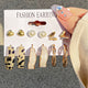 6 Pairs Beige Hoop and Stud Earrings Set Fashion Women Summer Party Jewelry