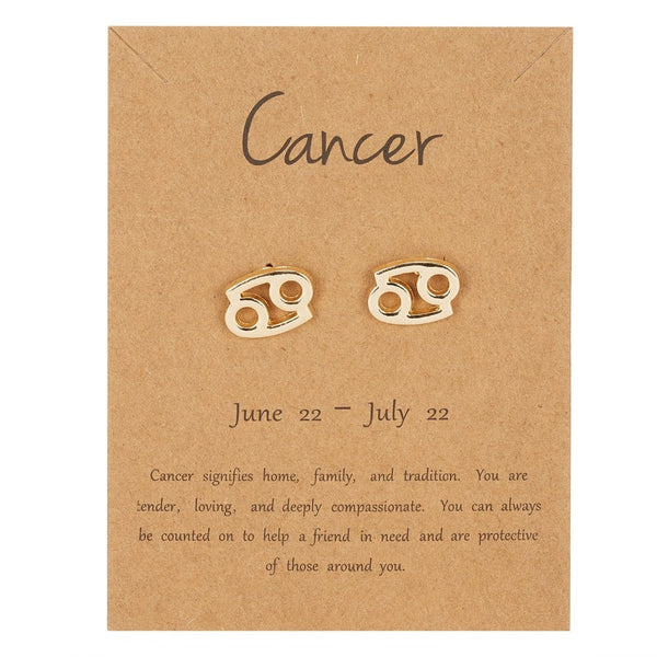 Cancer Zodiac Constellations Sign Stainless Steel Earrings Women Jewelry Small - Ecart