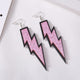 Baby Pink Glitter Lightning Acrylic Drop Earrings Women Girl Fashion Trendy
