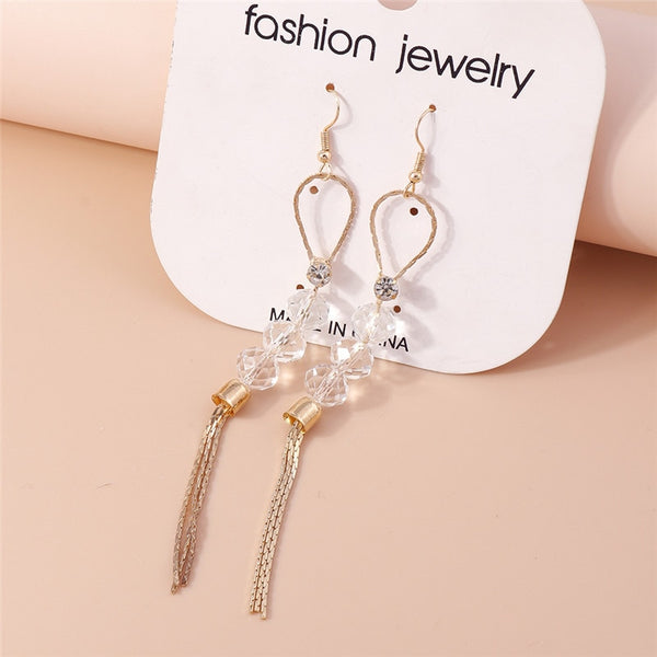 Transparent Beads Loop Design Drop Dangle Earrings Trendy Women Fashion Earrings - Ecart