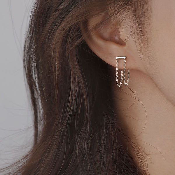 1Pair Swing Chain Stud Earrings Women Charms Earring Fashion Creative Jewelry - Ecart