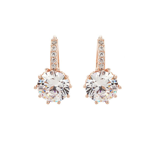 Rose Gold Color Crystal Ear Buckle Ear Studs Earrings Female Fashion Earrings - Ecart